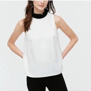 J Crew Ruffle Collar Top in 365 crepe (NWT)